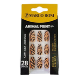 Unha Postiça Autoadesiva 28un Animal Print Tigre Marco Boni