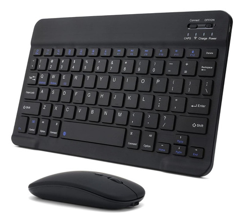 Mini Teclado Bluetooth + Mouse Sem Fio | Abnt 1 | Preto