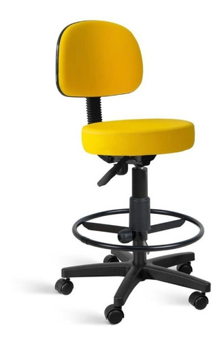 Cadeira Mocho Alto Amarelo Com Regulagem De Altura