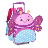 Mochila De Carrinho Borboleta C/ Haste Infantil Menina Cor Roxa