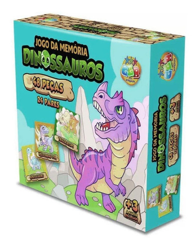 Jogo Da Memória Dinossauros 24 Pares 48 Peças