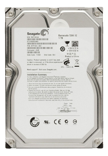 Disco Rígido Interno Seagate Barracuda St31000524as 1tb