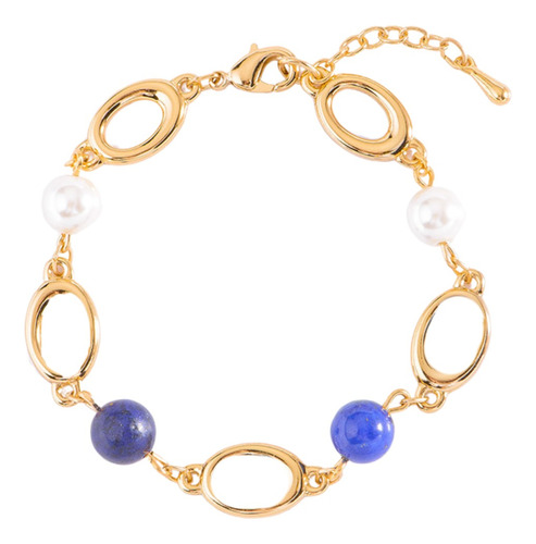 Pulsera Nice Con Perlas Con 4 Baños De Oro De 18 K