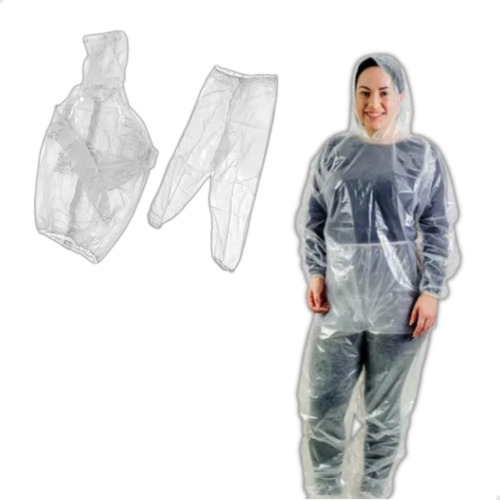 Conjunto Capa Chuva Transparente Impermeável Com Capa Calça