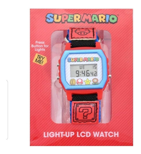 Reloj Lcd Super Mario Luigi 2022 Con Luces Color De La Correa Rojo