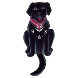 Reloj De Péndulo Perro Labrador Negro Que Mueve Cola