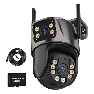 Cámara de Seguridad Wifi Doble Lente Visión Nocturna Seguimiento Automático Alarma con Tarjeta Sd 128gb | Envío gratis