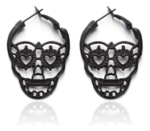 Aretes Grandes Cráneo Mujer Oro Plata Halloween Dia Muertos