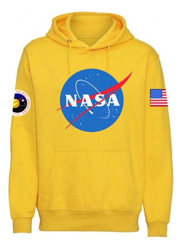 Sudadera Hoodie Nuevo Modelo Nasa Logo Bandera Espacio