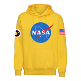 Sudadera Hoodie Nuevo Modelo Nasa Logo Bandera Espacio