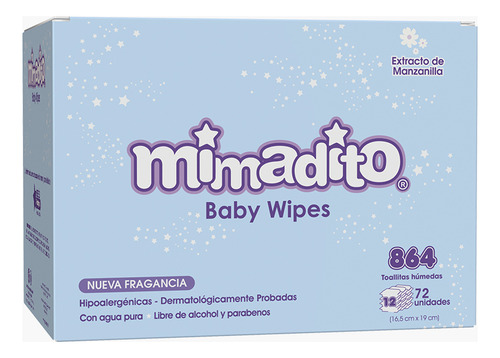 Caja 12 Toallas Húmedas Para Bebe Premium Mimadito X72