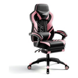 Silla Gamer Powerstone Con Reposapiés Y Soporte Lumbar, Rosa