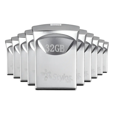 Pack 10 Memorias USB 32GB Metal Stylos Tech 2.0 Plateadas Compatibles PC | Envío gratis