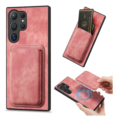 Funda Magnética Con Textura De Cuero Para Samsung Galaxy