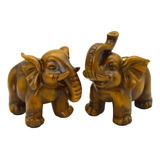 Figura Decorativa Par Elefantes Suerte Riqueza Resina Jf7101
