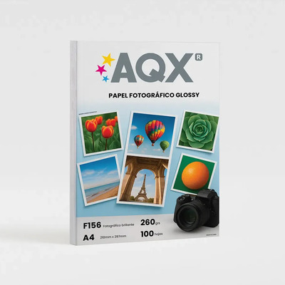Papel Glossy Foto A4 260 Gr X 100 Hojas Resma Foto 260g Aqx Blanco