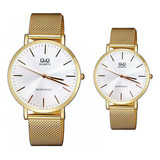 Relojes Pareja Duo Qyq Acero Glamour Q&q Acero  + Estuche