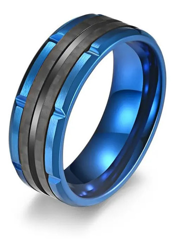 Anillo Acero Titanio Fibra Carbon Rudo A136 Hombre Original