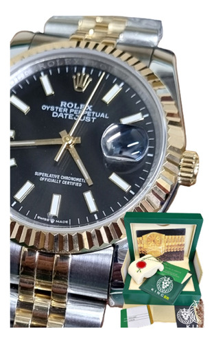 Relógio Rolex Datejust Preto Misto 36mm Base Eta 3035 Caixa