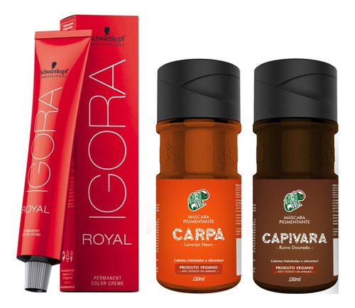 Kit Ruiva Igora Royal 8-77 60g+ Carpa + Capivara Kamaleão