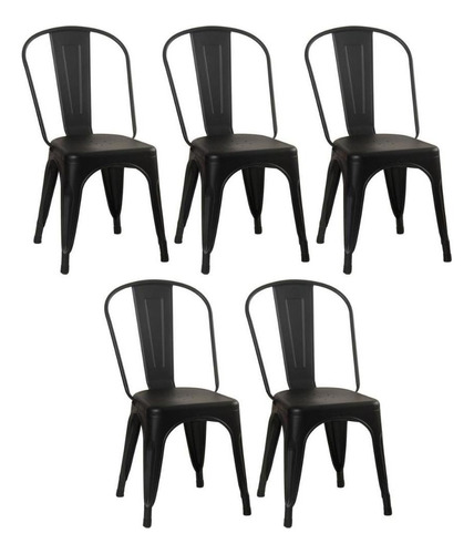 5 Cadeiras Iron Tolix Aço Metal Ferro Industrial  Cores Cor Da Estrutura Da Cadeira Preto