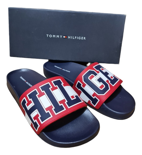 Sandalias Planas Para Dama Tommy Hilfiger Azul/rojo