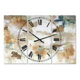Designq 'gilded Daydreams' Reloj De Pared Moderno De 3 Panel