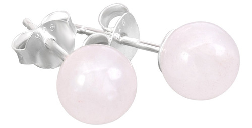 Aretes Topitos Mujer Piedras Naturales Plata 925 Cuarzo Rosa