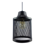 Lampara Colgante Tejido Alambre X1 Luz Negro Ø 18x27 Cm E27 