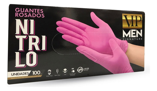 Guantes Nitrilo Rosado L 100 Unidades - Vip Men Signature