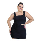 Conjunto Feminino Plus Size Cropped E Short Saia Bengaline