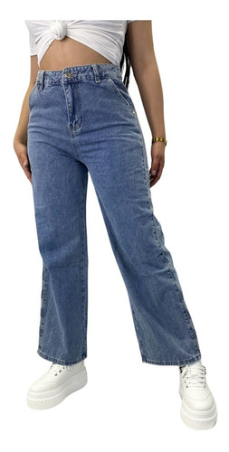 Pantalon Jeans Mom Recto Basico Con Detalle Cuadrille Hq3387