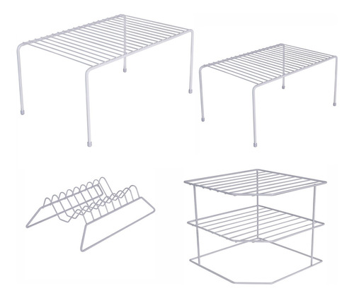 Conjunto Organizador De Pratos Prateleiras Escorredor Em Aço