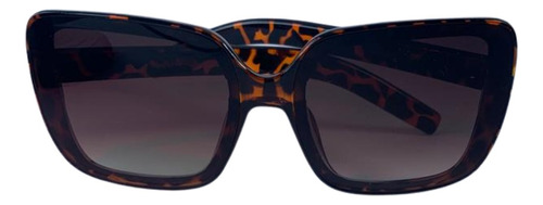 Óculos De Sol Feminino Quadrado Marrom Grande Animal+estojo