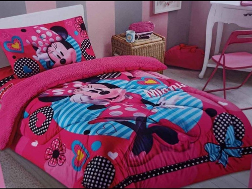 Cobertor Con Chiporro Disney De Mini Mouse + 1 Funda 