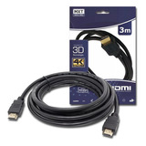 Cabo Hdmi 3 Metros 2.0 3d 4k Hd Ponta Dourada 357