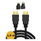 Cabo Hdmi 3 In 1 Com Plug Adaptador Hdmi Micro E Mini Hdmi 1