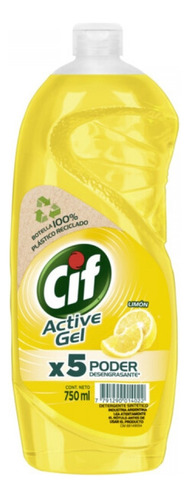 Detergente Cif Active Gel Limón Concentrado Limón En Botella 750 ml