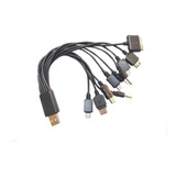 Cable Multicargador Para Celulares Mp3 Tipo Pulpo Usb 10 En1