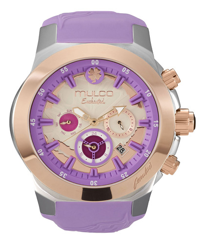 Reloj Mujer Mulco Mw-5-5673-053 Enchanted Maple Color De La Correa Lila Color Del Bisel Plateado Color Del Fondo Rosa