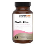 Biotin Plus / 90 Capsulas / Vitamin Life Sabor Sin Sabor