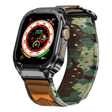 Malla De Nylon+funda Para Apple Watch 49mm Ultra M Camuflaje