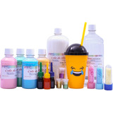 Kit Para Fazer Slime Cola Corantes Gliter Isopor Copo Brinde