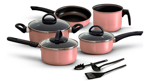 Jogo De Panelas De Cozinha Marpal Colors Elegan Com 8 Peças Rose