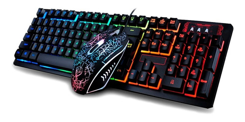 Kit Teclado Y Mouse Gamer Retroiluminado Led Rgb Rainbow