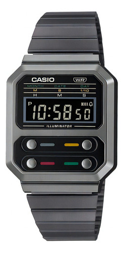 Reloj Unisex Casio A100wegg-1a Gris Digital / Color De La Correa Gris Oscuro Color Del Fondo Gris Oscuro