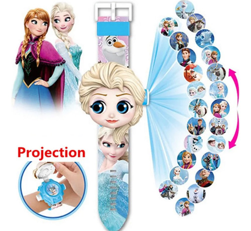 Reloj Frozen Disney (elsa) Proyección De 24 Imágenes