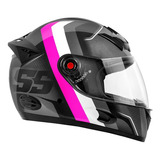 Capacete Moto Fechado Mixs Mx5 Super Speed + Narigueira Cor Preto Rosa Brilhante Desenho Ss Tamanho Do Capacete 56