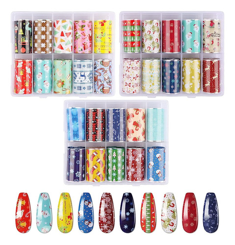 ~? 30 Roll Christmas Nail Foil Transfer Stickers, Torokom Wi