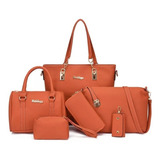  Cartera Bolso Set X 6 Piezas Premium Importado Moda Liso